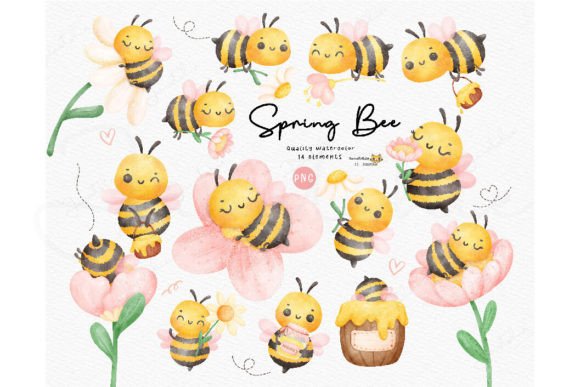 Bee Clipart Set Watercolor Png: Illustrations Review