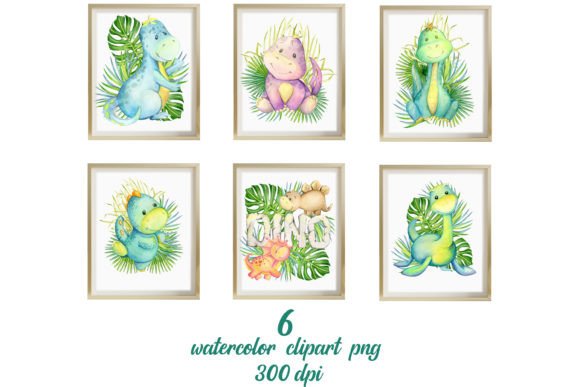 Dino, Watercolor Animals. Dinosaurs, PNG: A Versatile Illustration for Crafters & Etsy Sellers