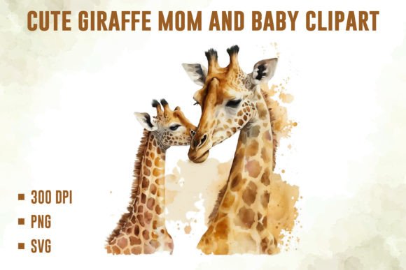 Giraffe and Baby Watercolor Clipart for Etsy & Digital Product Sellers
