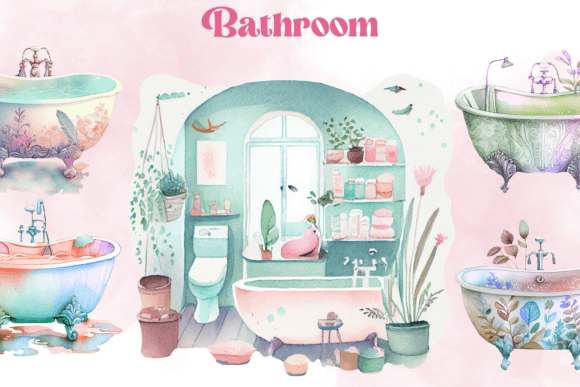 h1Watercolor Bathroom Clipart and Illustrations for Creative Sellers/h1