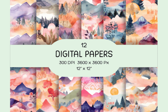 h1Watercolor Mountains Illustrations for Creative Digital Sellers/h1