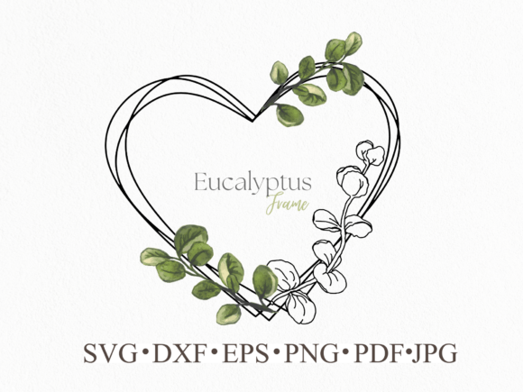 Heart Frame Floral Watercolor Eucalyptus Illustrations for Real Design Projects