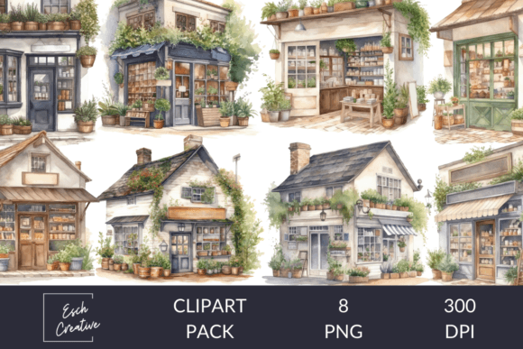 Herbalist Shops Watercolor Illustrations for Creative Sellers