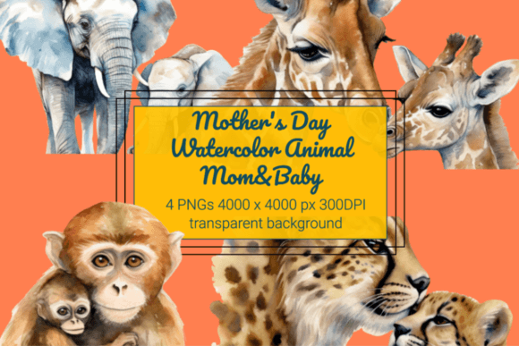 Mother s Day Watercolor Animal Mom Baby: A Soft, Emotional Touch for Local Branding