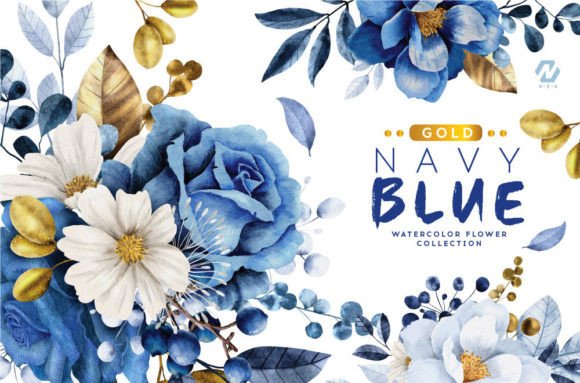 Navy Blue Flower and Gold Watercolor: A Designer’s Review for Branding and Visual Projects