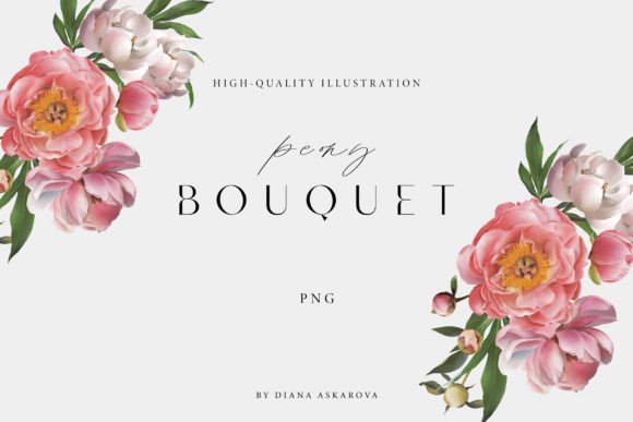 Pink Peony Floral Bouquet Watercolor Png: A Soft, Feminine Illustration for Local Branding