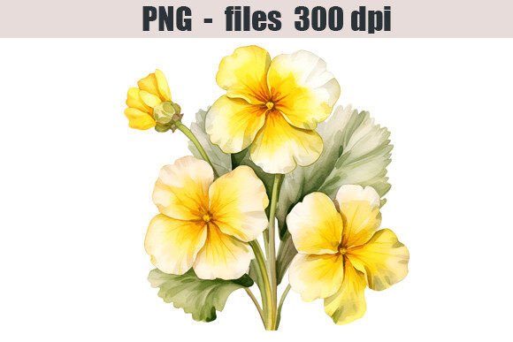 Primrose Flower Watercolor Clipart for Illustrations