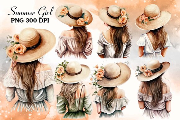 Summer Girl Watercolor Clipart Bundle – Perfect for Cute & Coastal Craft Projects