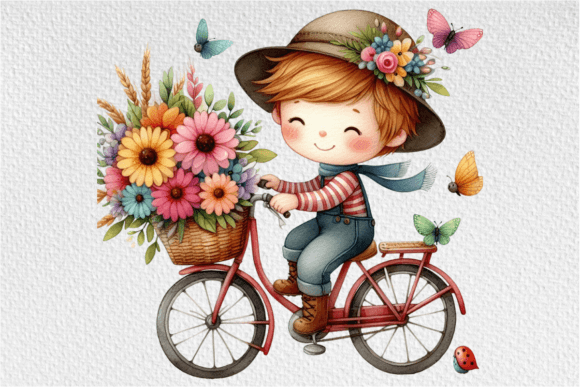 Watercolor Bicycle Flower Illustrations for Crafters