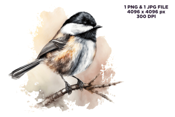 Watercolor Black-Capped Chickadee Bird Illustration Adds Natural Charm to Branding Projects