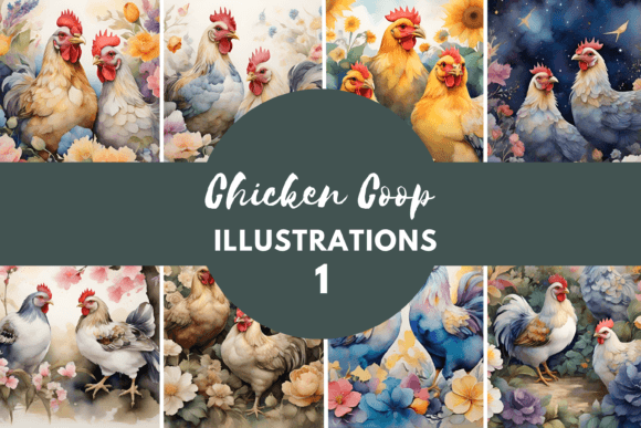 Watercolor Chicken Illustration for Commercial Illustrations