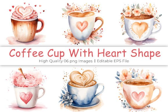 Watercolor Coffee Cup with Heart Shape Review