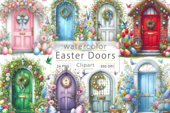 Watercolor Easter Door Clipart Bundle: Illustrations Review