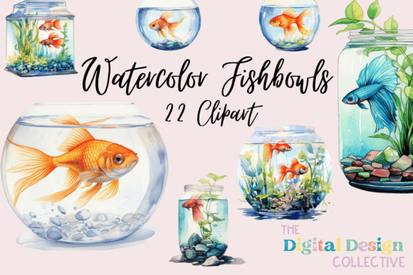 Watercolor Fish Bowl Clipart Bundle: Illustrations Review