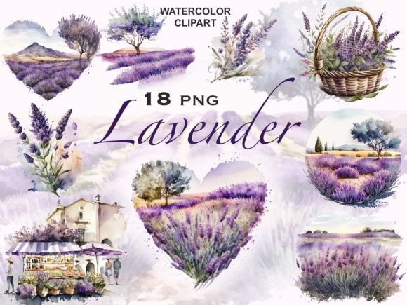 Watercolor Lavender Field & Lilac Illustrations for Real Design Projects