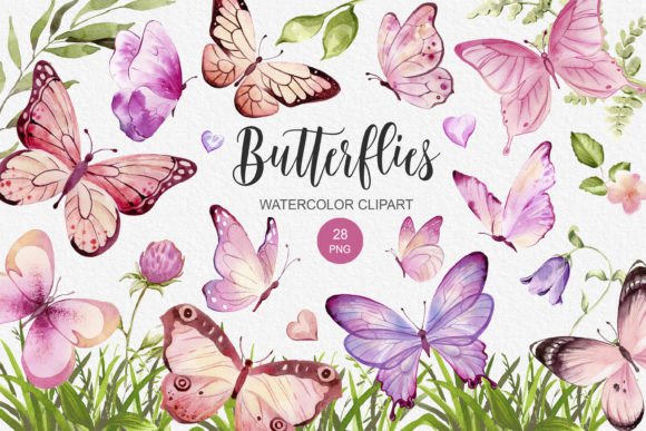 Watercolor Pink Butterfly Clipart PNG: A Delicate Touch for Branding & Illustrations