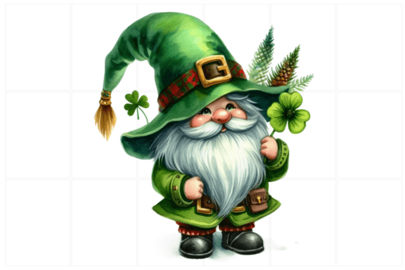 Watercolor St. Patrick's Gnomes Clipart Illustrations