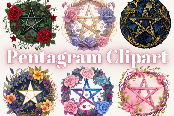 Watercolour Pentagram Clipart: A Versatile Illustration for Mystical, Artistic Blog Design